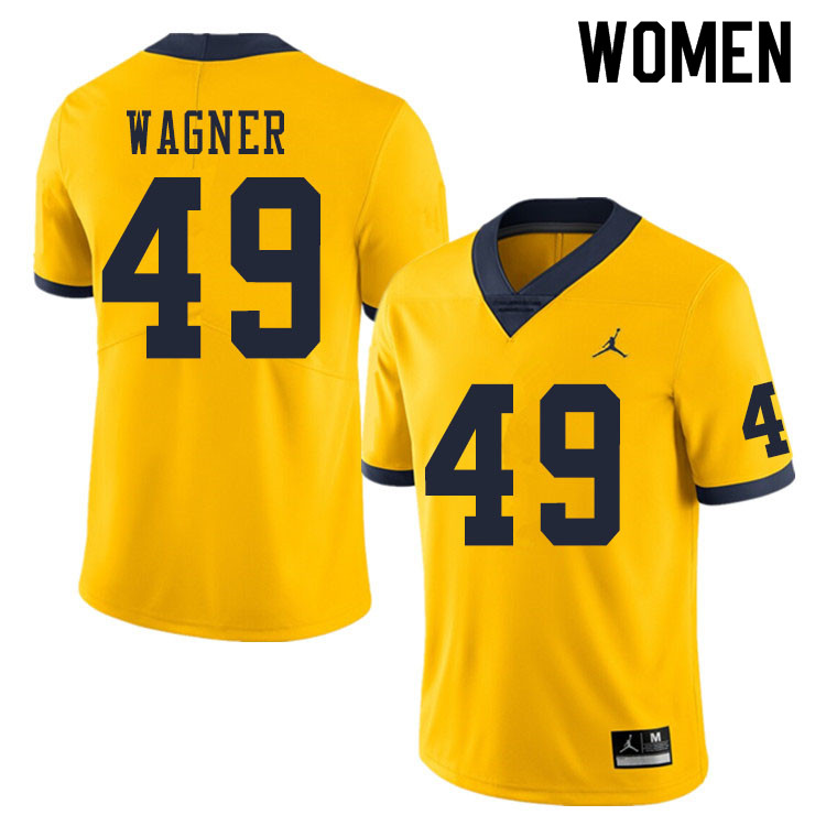 Women #49 William Wagner Michigan Wolverines College Football Jerseys Sale-Yellow